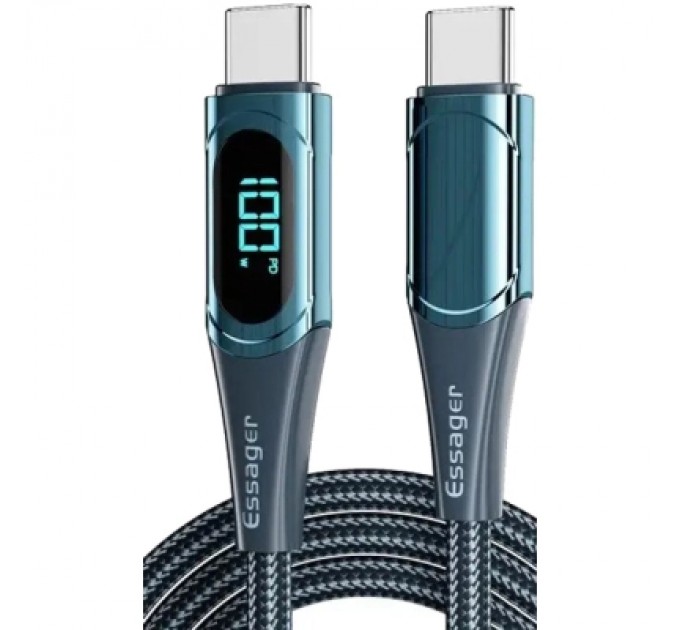 Essager Дата кабель USB-C to USB-C 1.0m 100W Digital Display blue Essager (ES-XCTT1-YD03)