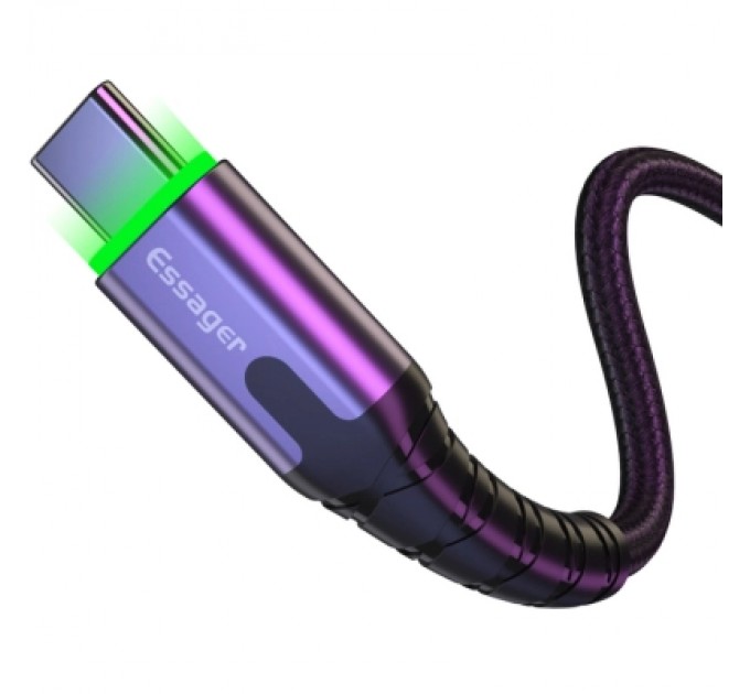 Essager Дата кабель USB 2.0 AM to USB-C 2.0m 3A LED black Essager (EXCT-XGA0G)