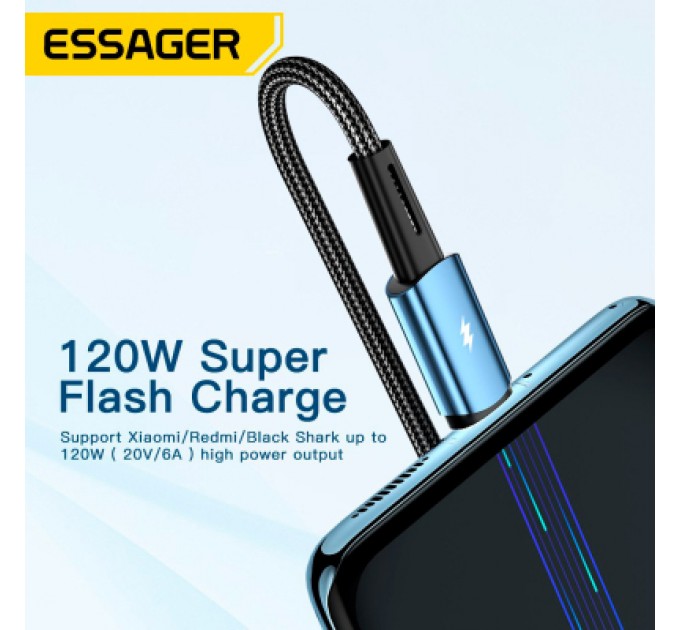 Essager Дата кабель USB 2.0 AM to USB-C 2.0m 120W black Essager (EXC120-CGA01-P)
