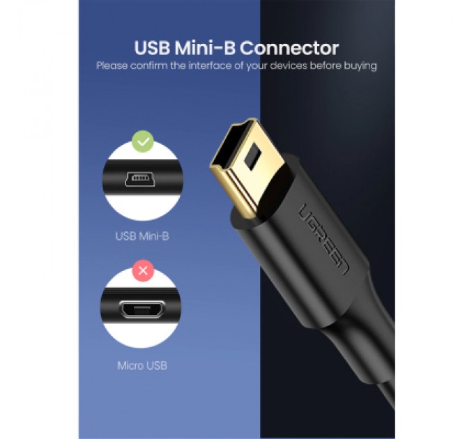 Ugreen Дата кабель USB 2.0 AM to Mini 5P 1.5m US132 black Ugreen (10385)