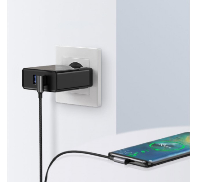 Ugreen Дата кабель USB 2.0 AM to USB-C 0.5m 3A 90° corner US176 black Ugreen (20855)