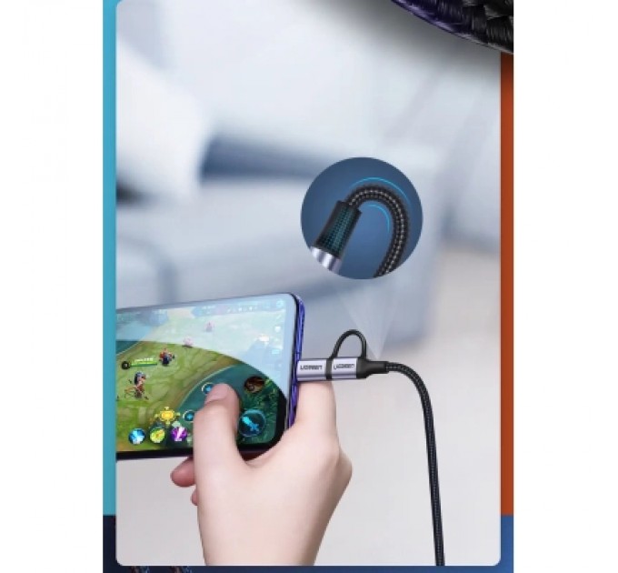 Ugreen Дата кабель USB 2.0 AM to USB-C + Micro 5P 1.0m 3A US177 black Ugreen (30875)