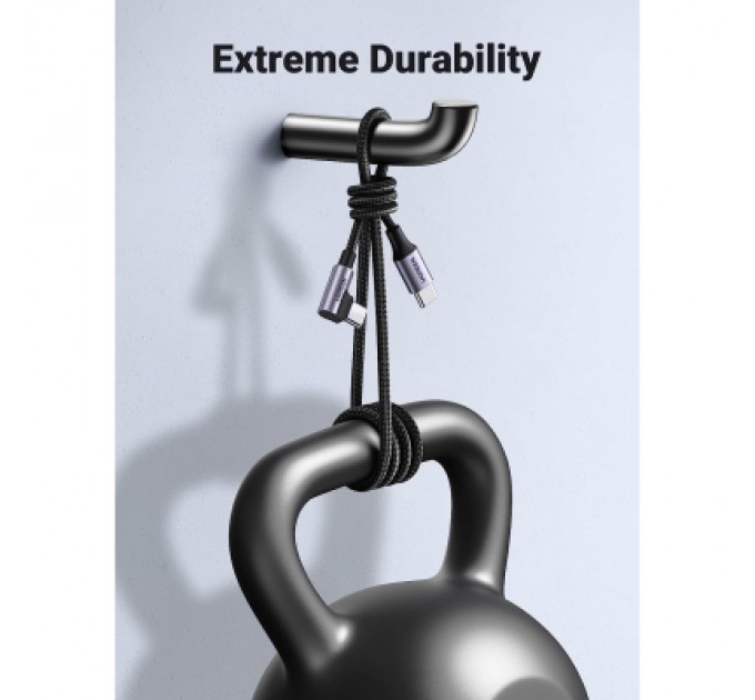 Ugreen Дата кабель USB-C to USB-C 0.5m 3A 60W 90° corner US255 black/gray Ugreen (50122)