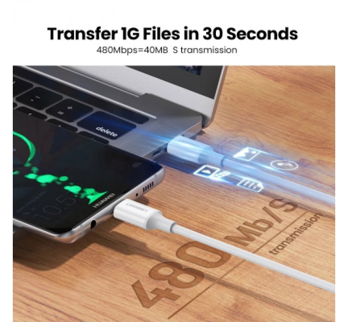 Ugreen Дата кабель USB-C to USB-C 0.5m 3A 60W US264 white Ugreen (60517)