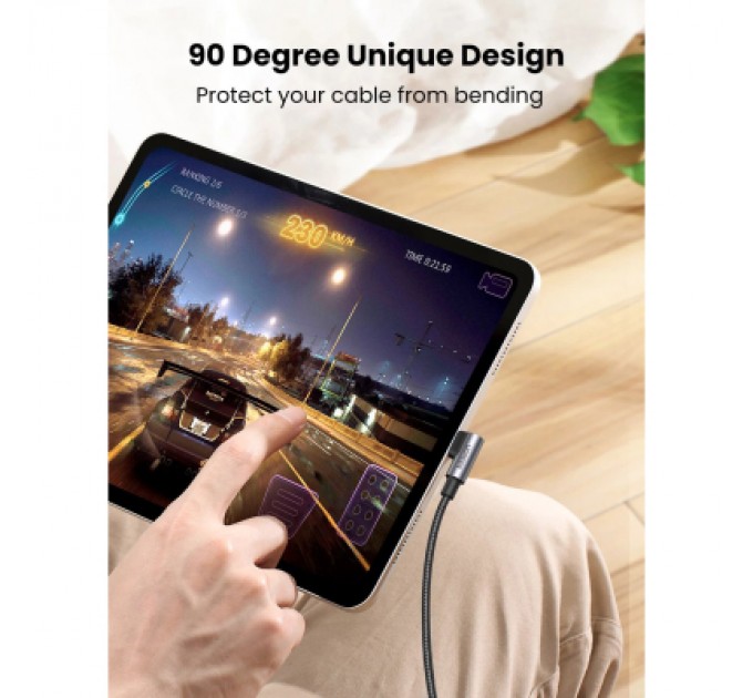 Ugreen Дата кабель USB-C 2.0 to USB-C 3.0m 90° corner US334 black Ugreen (20583)