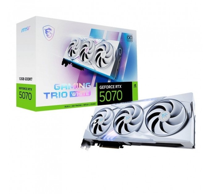MSI Відеокарта GF RTX 5070 12GB GDDR7 Gaming Trio OC White MSI (GeForce RTX 5070 12G GAMING TRIO OC WHITE)