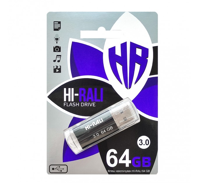 Hi-Rali Флеш-накопичувач USB3.0 64GB Hi-Rali Corsair Series Black (HI-64GB3CORBK)