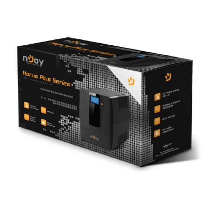 nJoy Джерело безперебійного живлення NJOY Horus Plus 600 (PWUP-LI060H1-AZ01B) Lin.int., AVR, 2 x евро, USB, LCD, пластик