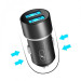 SkyDolphin Автомобільний зарядний пристрій SkyDolphin SZ02 Aluminium (2USB, 2.4A) Black (AZP-000074)