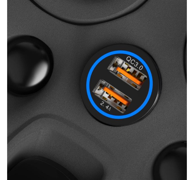 SkyDolphin Автомобильное зарядное устройство SkyDolphin SZ15 Aluminium QC3.0 (2USB, 2.4A) Black (AZP-000087)