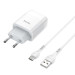 HOCO Зарядное устройство Hoco C72A Glorious (1USB, 2.1А) White (6931474713018) + кабель Type-C