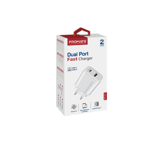 Promate Зарядное устройство Promate BiPlug-2 White