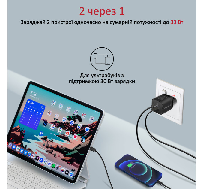 Promate Зарядное устройство Promate PowerPort-33 Black