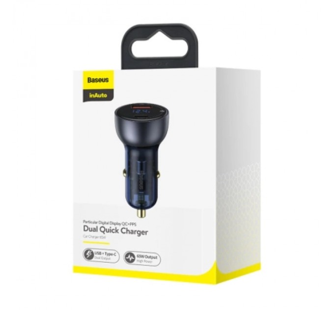 Baseus Зарядний пристрій Baseus USB + USB-C QC3.0 65W Particular Digital Display gray (CCKX-C0G)
