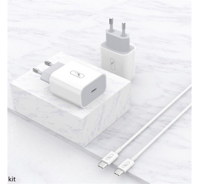 SkyDolphin Зарядний пристрій SkyDolphin SC18EL PD2.0 (1USB-С, 3A) White (MZP-000156) + кабель Lightning