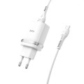 HOCO Сетевое зарядное устройство Hoco C12Q (1USB, 3А) QC3.0 White (S23110) + кабель MicroUSB