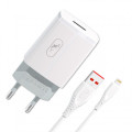 SkyDolphin Сетевое зарядное устройство SkyDolphin SC06L (1USBx2.4A) White (MZP-000178) + кабель Lightning