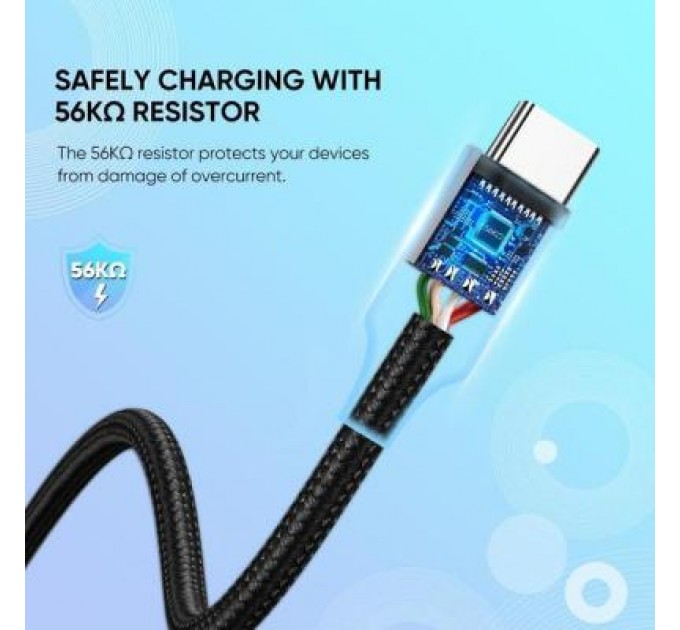 Ugreen Дата кабель USB 2.0 AM to Type-C 2.0m US288 Aluminum Braid Black Ugreen (60128)