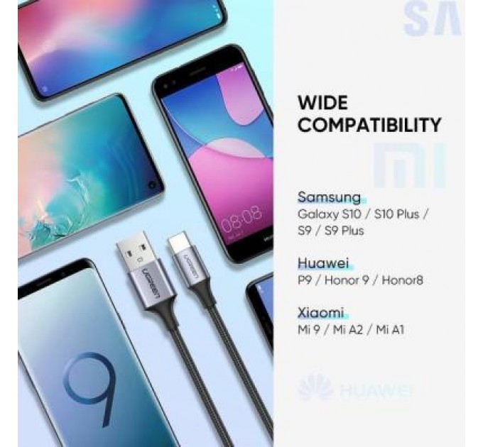 Ugreen Дата кабель USB 2.0 AM to Type-C 2.0m US288 Aluminum Braid Black Ugreen (60128)