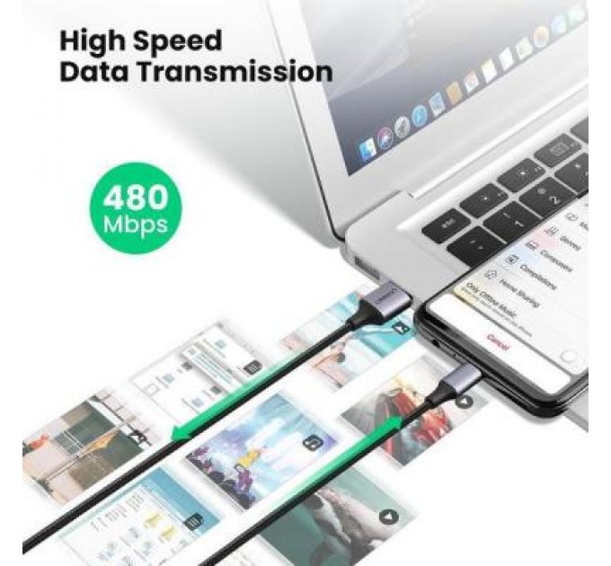 Ugreen Дата кабель USB 2.0 AM to Micro 5P 2.0m US290 Aluminum Braid Black Ugreen (60148)