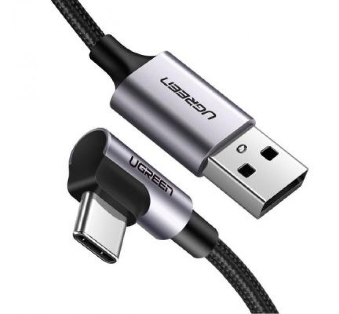Ugreen Дата кабель USB 2.0 AM to USB-C 1.0m US284 Angled Alum. Braid Black Ugreen (50941)