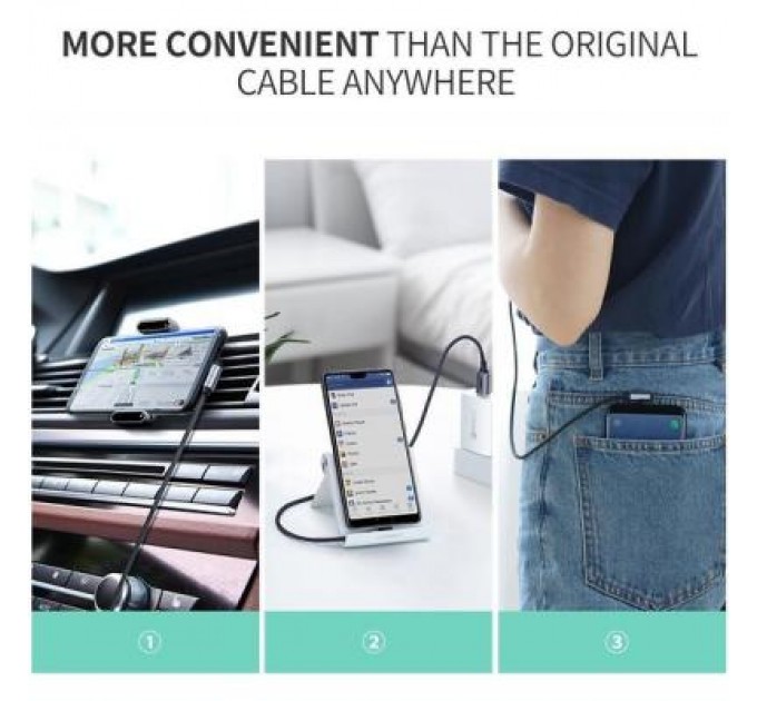 Ugreen Дата кабель USB 2.0 AM to USB-C 1.0m US284 Angled Alum. Braid Black Ugreen (50941)