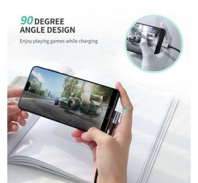 Ugreen Дата кабель USB 2.0 AM to USB-C 1.0m US284 Angled Alum. Braid Black Ugreen (50941)