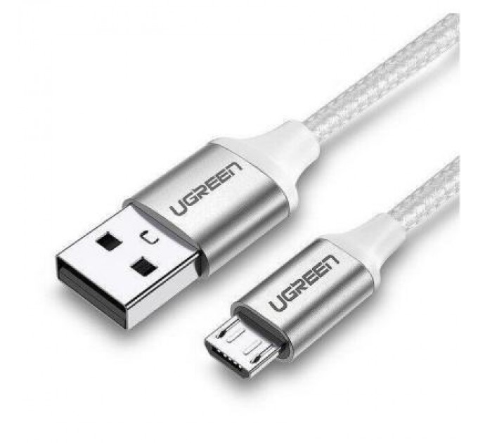 Ugreen Дата кабель USB 2.0 AM to Micro 5P 1.0m US290 Aluminum Braid White Ugreen (60151)