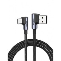 Дата кабель USB 2.0 AM to Type-C 1.0m US176 Both Angled 3A (Black) Ugreen (20856)