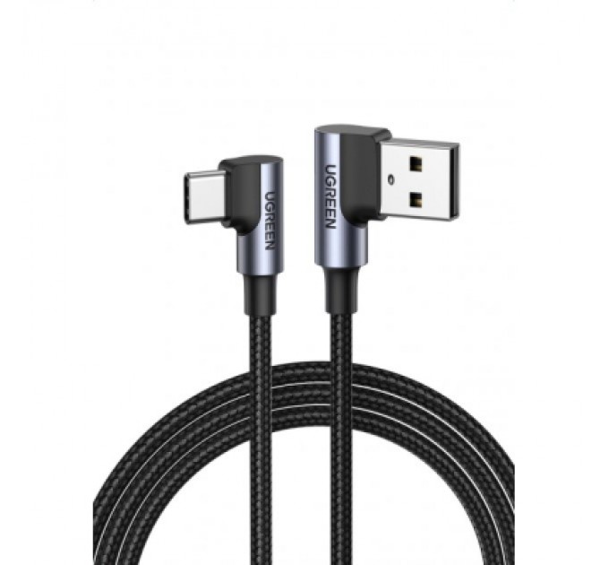 Ugreen Дата кабель USB 2.0 AM to Type-C 1.0m US176 Both Angled 3A (Black) Ugreen (20856)