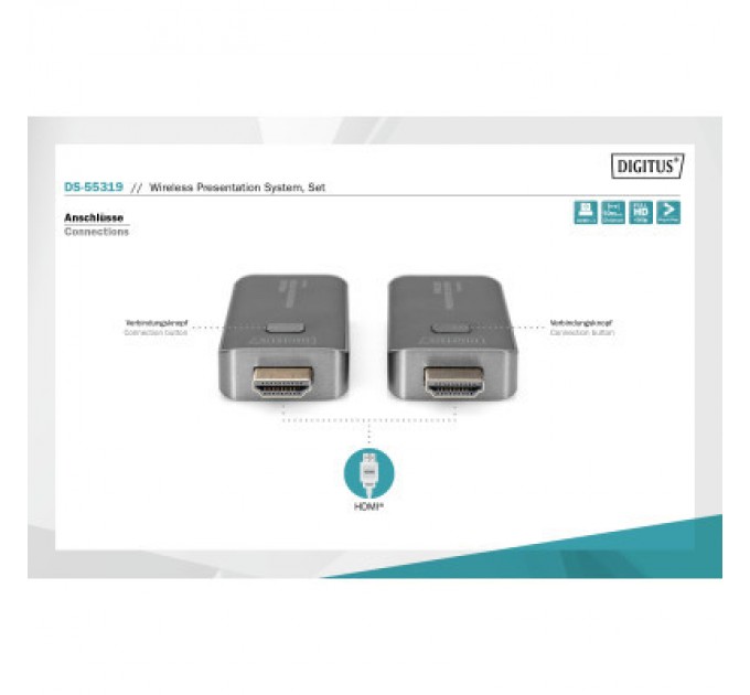 Digitus Адаптер Digitus Click Present Mini - Wireless Collaboration System HDMI, 1xTX, 1xRX (DS-55319)