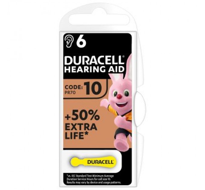 Duracell Батарейка Duracell 10 / P10 / PR70 Zinc Air (1.4V) * 6 (5007510/5011445)