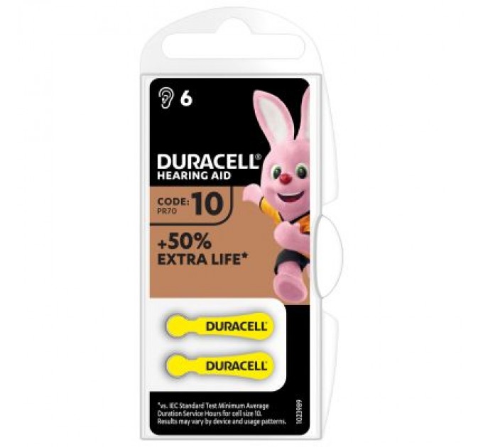 Duracell Батарейка Duracell 10 / P10 / PR70 Zinc Air (1.4V) * 6 (5007510/5011445)