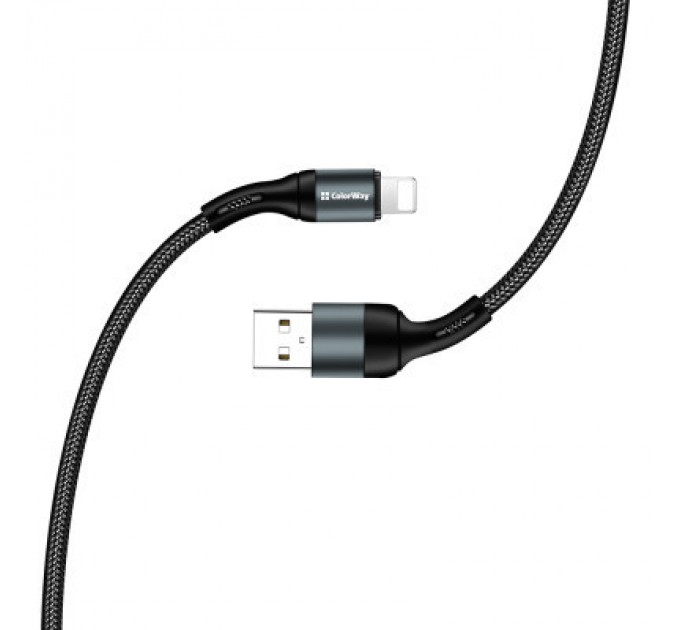 ColorWay Дата кабель USB 2.0 AM to Lightning 1.0m nylon black ColorWay (CW-CBUL045-BK)