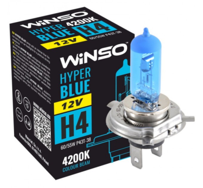 WINSO Автолампа WINSO H4 HYPER BLUE 4200K 60/55W (712440)