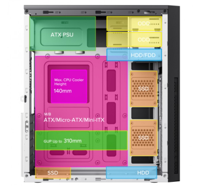 Gamemax Корпус Gamemax ET-213-NP-2U3-TYC-CR-PM