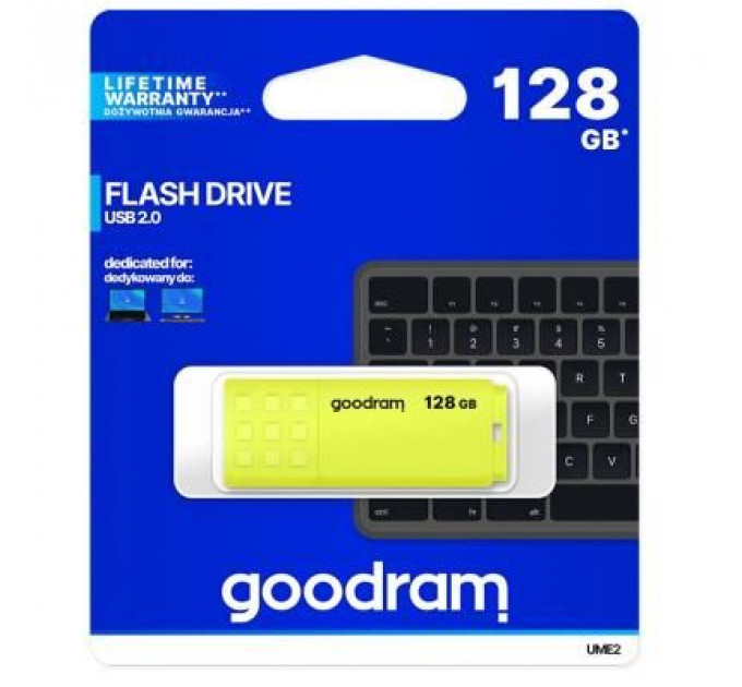 USB флеш накопичувач Goodram 128GB UME2 Yellow USB 2.0 (UME2-1280Y0R11)