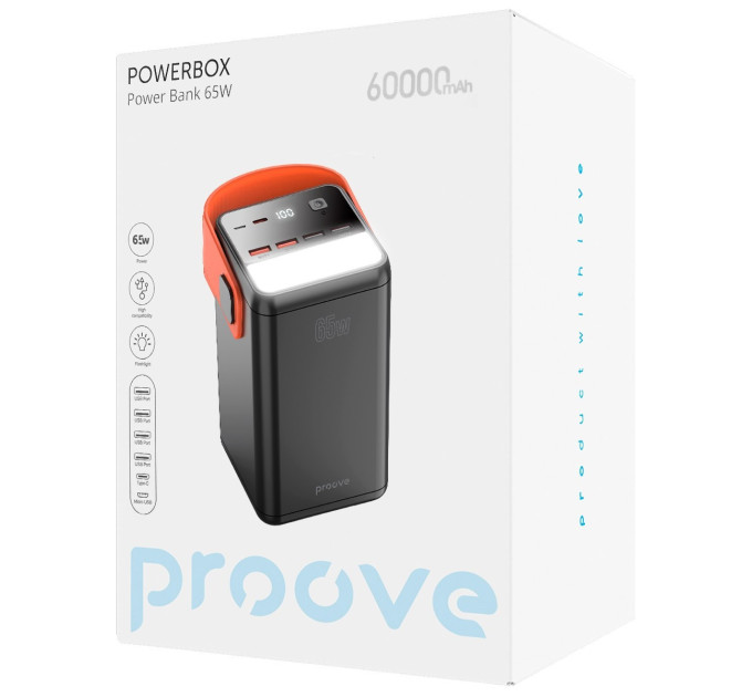 Proove Універсальна мобільна батарея Proove Powerbox 65W 60000mAh Black (PBPB65412201)