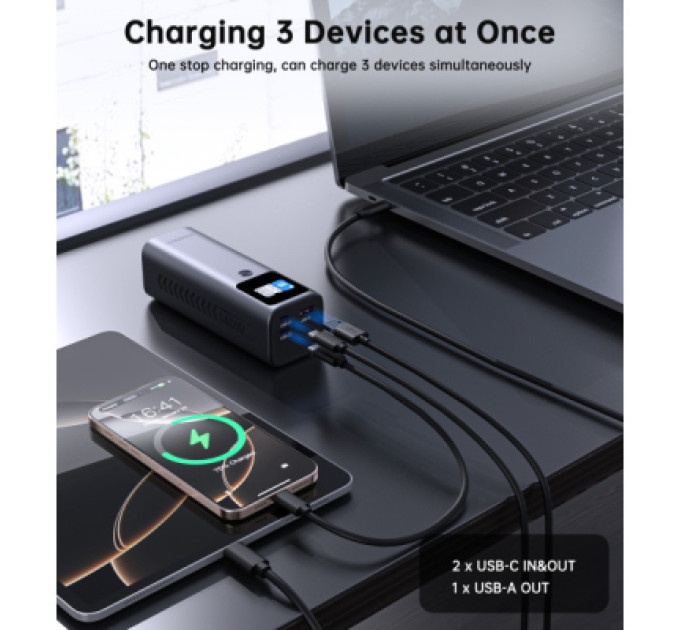 Choetech Батарея універсальна Choetech 27000mAh, PD/140W in/out, 2*USB-C/PD5.0, QC3.0/22W, TFT Display (B670-CCGY)