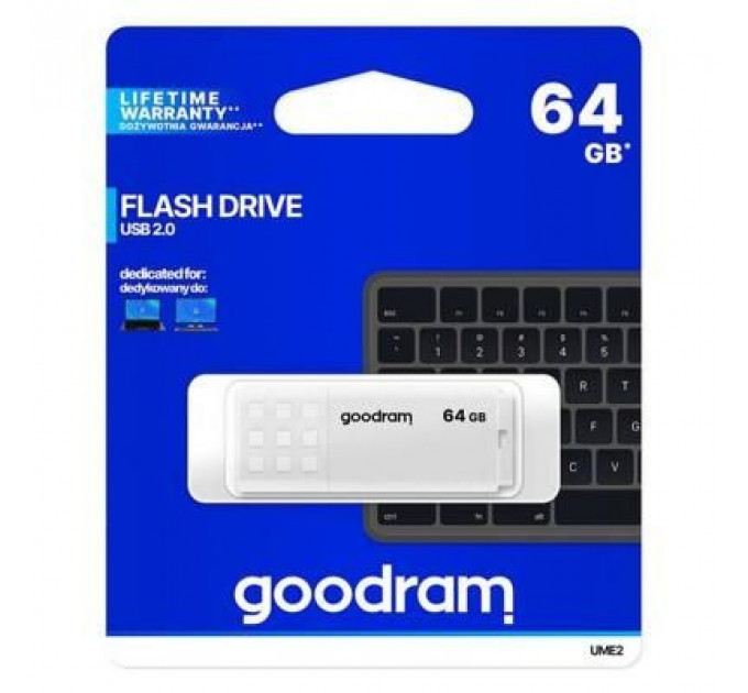USB флеш накопичувач Goodram 64GB UME2 White USB 2.0 (UME2-0640W0R11)