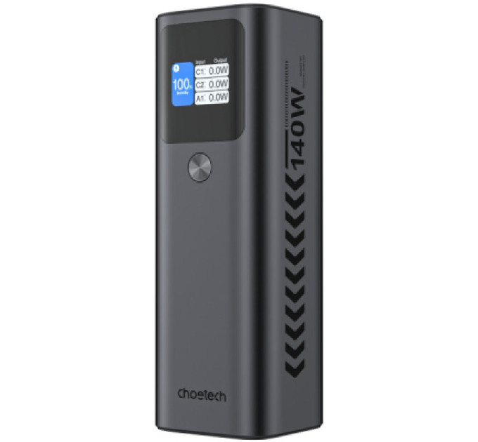 Choetech Батарея універсальна Choetech 27000mAh, PD/140W in/out, 2*USB-C/PD5.0, QC3.0/22W, TFT Display (B670-CCGY)