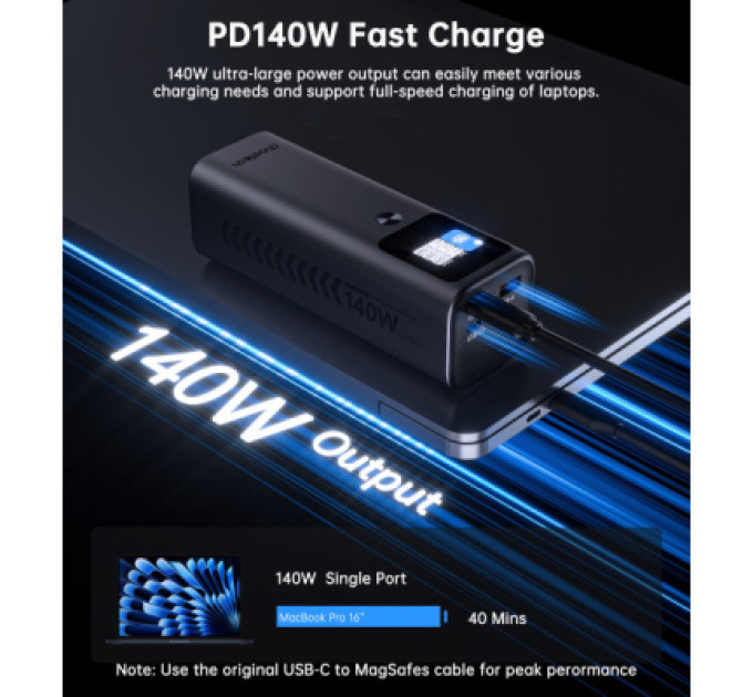 Choetech Батарея універсальна Choetech 27000mAh, PD/140W in/out, 2*USB-C/PD5.0, QC3.0/22W, TFT Display (B670-CCGY)