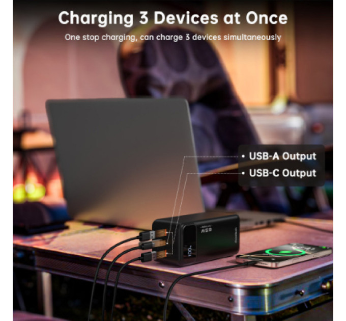 Choetech Батарея універсальна Choetech 50000mAh, PD/65W, QC/3.0, USB-C In/out, 2*USB-A (B733-CCBK)