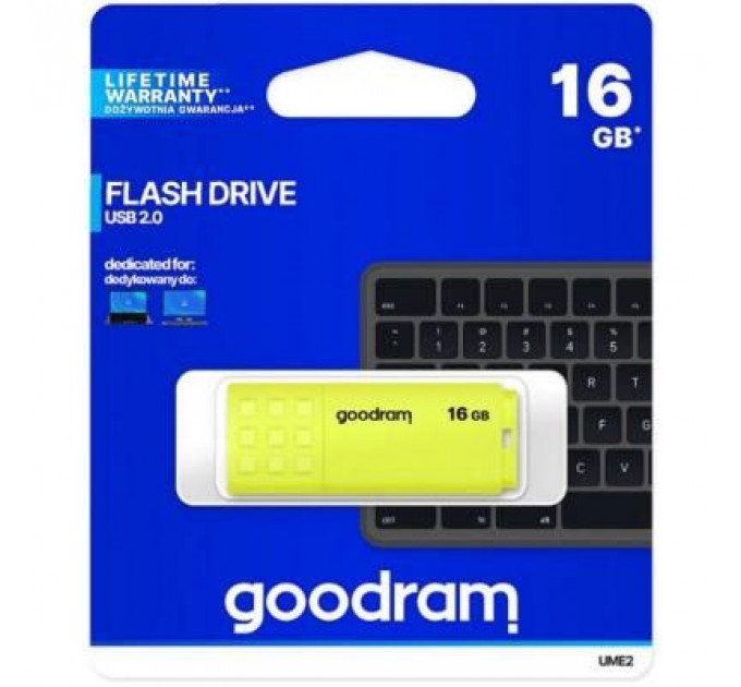 USB флеш накопичувач Goodram 16GB UME2 Yellow USB 2.0 (UME2-0160Y0R11)