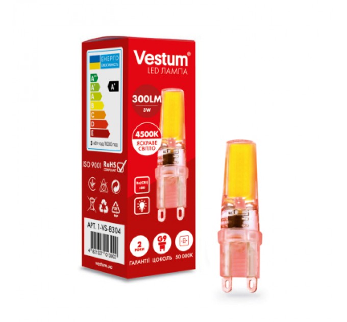Vestum Лампочка Vestum LED COB G9 3W 4500K 220V (1-VS-8304)