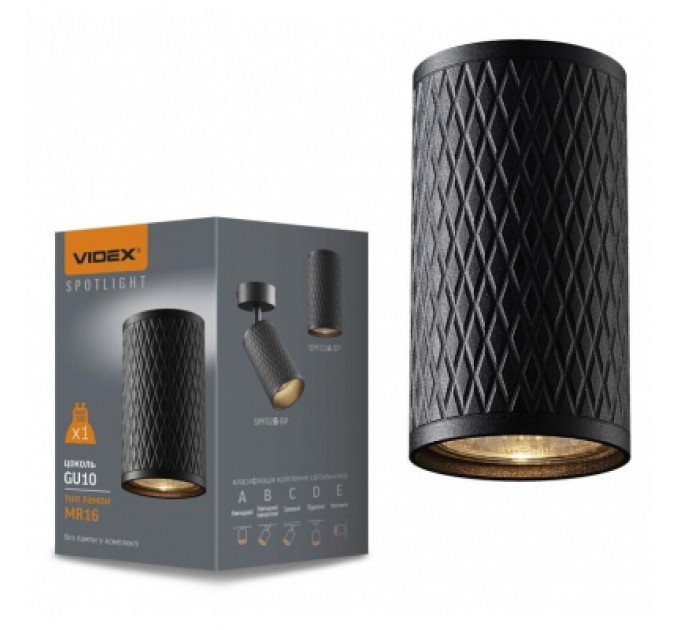 Videx Світильник точковий Videx під лампу GU10 SPF02A накладний чорна призма (VL-SPF02A-BP)