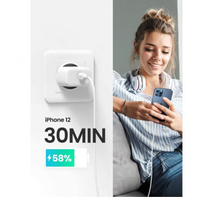 Ugreen Зарядний пристрій Ugreen CD241 Mini PD 20W Fast Charger (White) (10220)