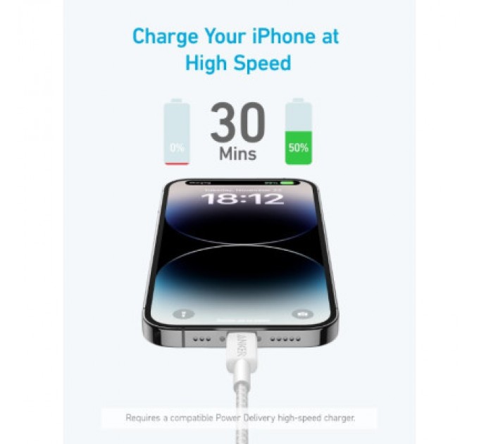 Anker Дата кабель USB 2.0 AM to Lightning 0.9m 322 White Anker (A81B5H21/A81B5G21)