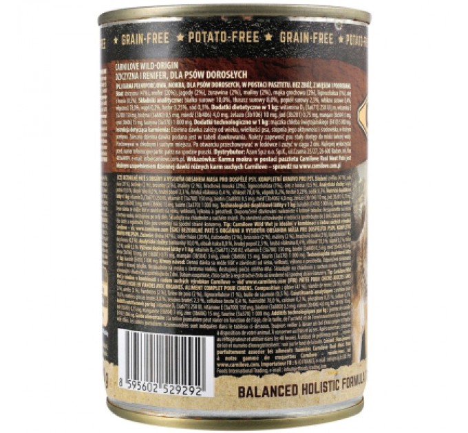 Carnilove Вологий корм для собак Carnilove з північним оленем 400 г (8595602529292)