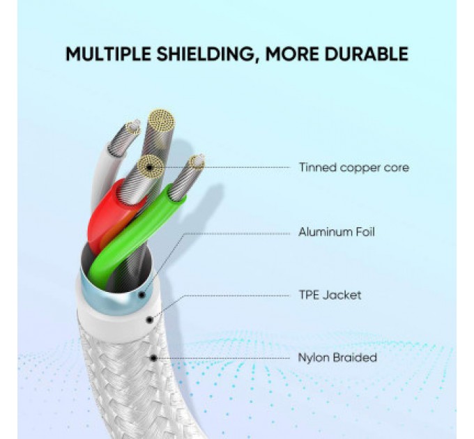 Ugreen Дата кабель USB 2.0 AM to Type-C 1.5m 3.0A 18W US288 White Ugreen (60132)